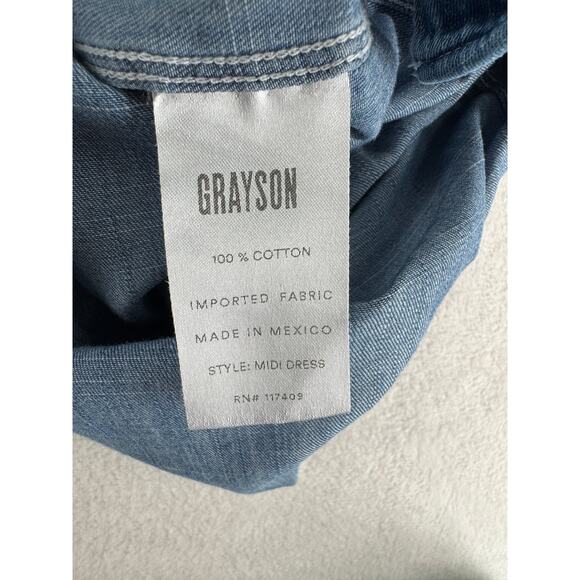Grayson Chambray Denim Button Up Shirt Dress Blue Jean Midi Long Sleeve L - Picture 4 of 7